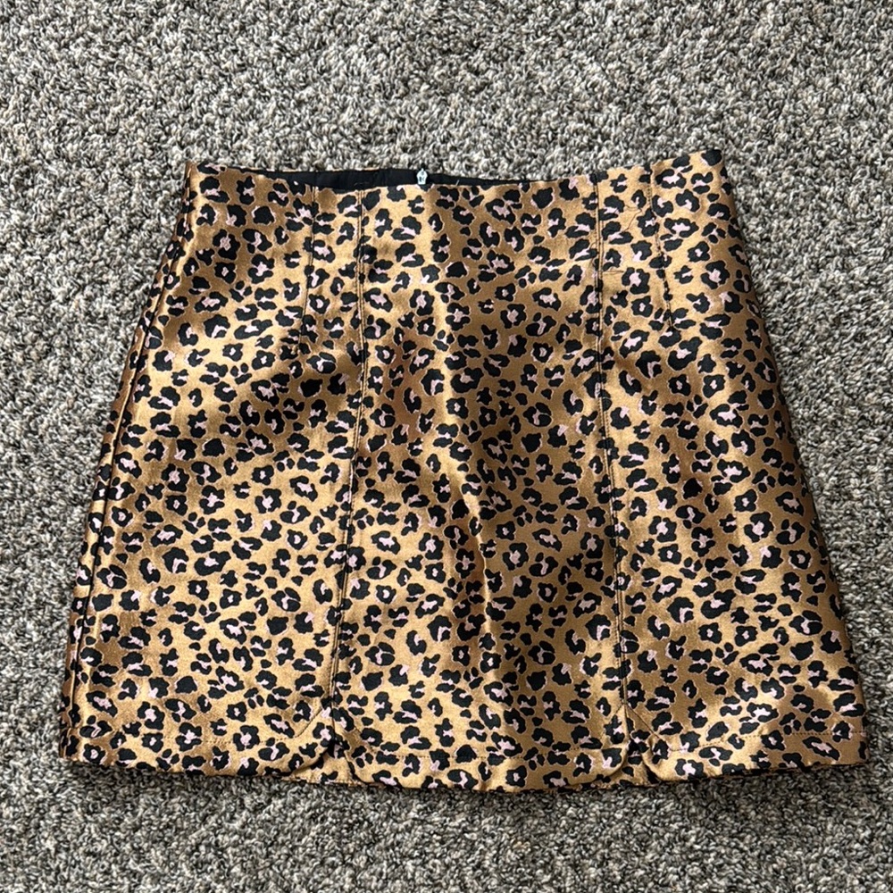 Topshop Metallic Leopard Print Mini Skirt